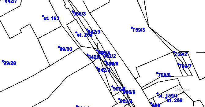 Parcela st. 902/2 v KÚ Polevsko, Katastrální mapa