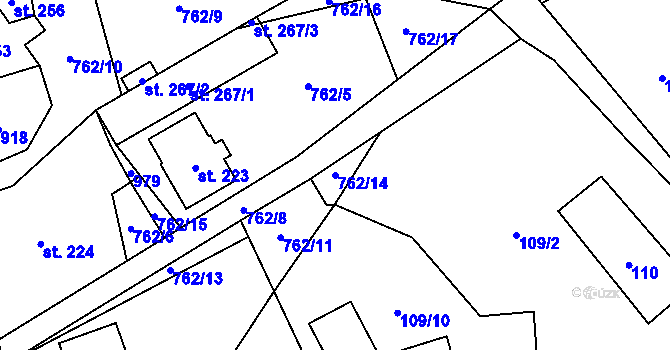 Parcela st. 762/14 v KÚ Polevsko, Katastrální mapa