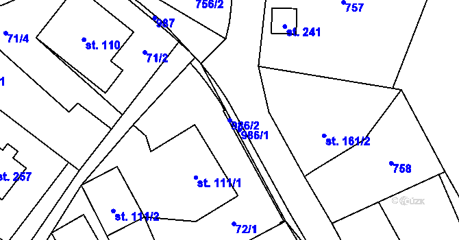 Parcela st. 986/2 v KÚ Polevsko, Katastrální mapa