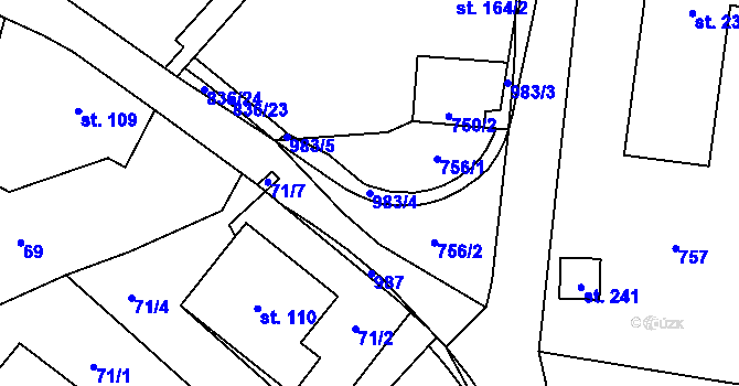 Parcela st. 983/4 v KÚ Polevsko, Katastrální mapa