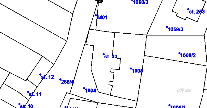 Parcela st. 13 v KÚ Police u Jemnice, Katastrální mapa