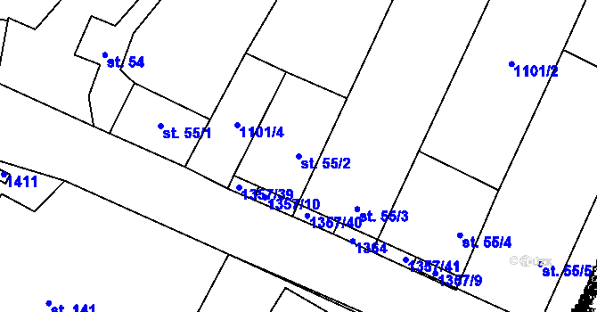 Parcela st. 55/2 v KÚ Police u Jemnice, Katastrální mapa