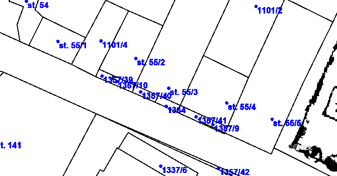 Parcela st. 55/3 v KÚ Police u Jemnice, Katastrální mapa