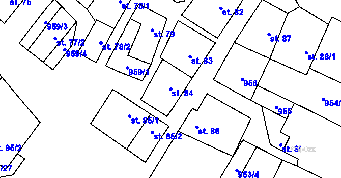 Parcela st. 84 v KÚ Police u Jemnice, Katastrální mapa