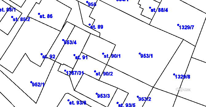 Parcela st. 90/1 v KÚ Police u Jemnice, Katastrální mapa