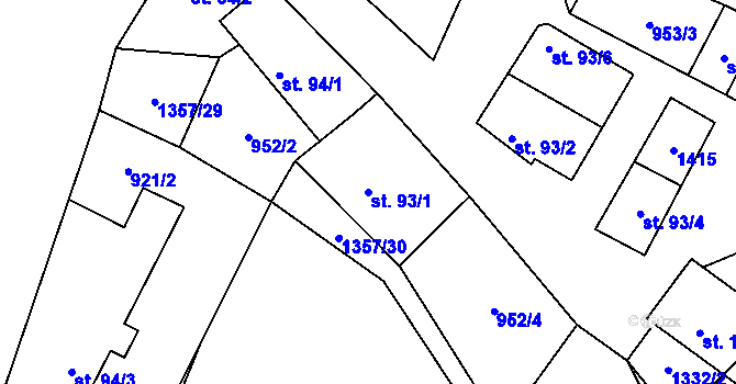 Parcela st. 93/1 v KÚ Police u Jemnice, Katastrální mapa
