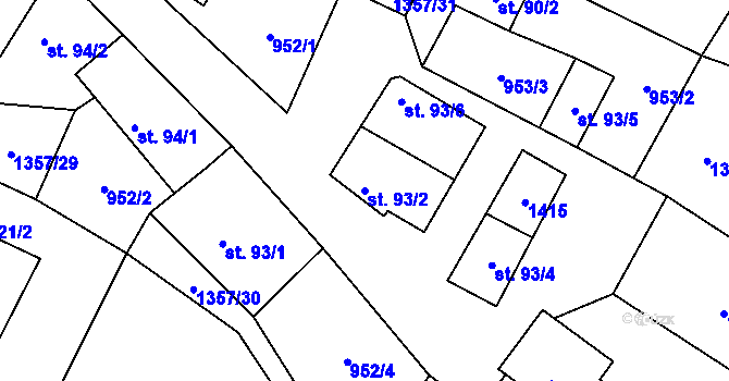 Parcela st. 93/2 v KÚ Police u Jemnice, Katastrální mapa