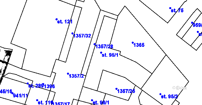 Parcela st. 95/1 v KÚ Police u Jemnice, Katastrální mapa