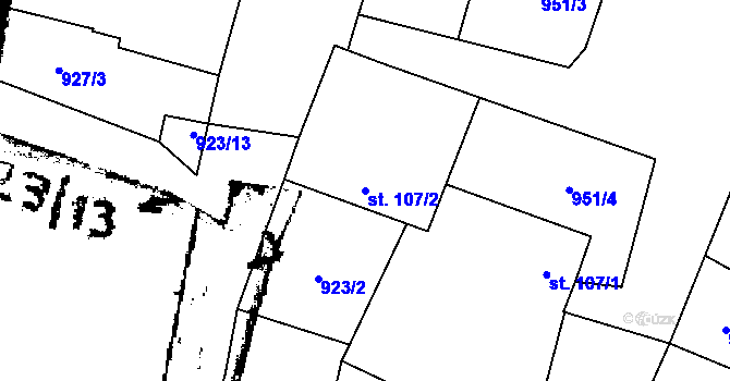 Parcela st. 107/2 v KÚ Police u Jemnice, Katastrální mapa