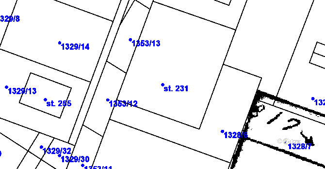 Parcela st. 231 v KÚ Police u Jemnice, Katastrální mapa