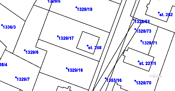 Parcela st. 258 v KÚ Police u Jemnice, Katastrální mapa