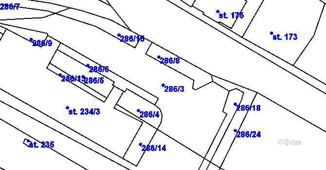 Parcela st. 286/3 v KÚ Police u Jemnice, Katastrální mapa