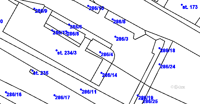 Parcela st. 286/4 v KÚ Police u Jemnice, Katastrální mapa