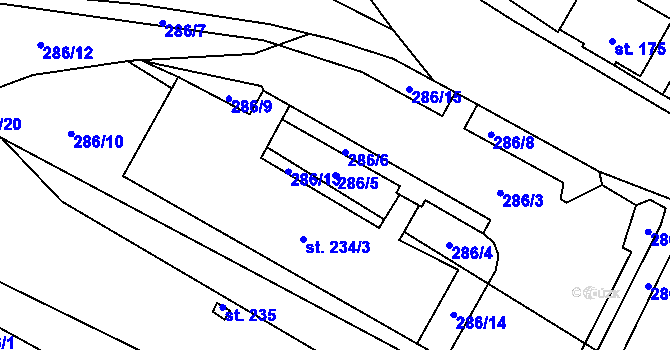 Parcela st. 286/5 v KÚ Police u Jemnice, Katastrální mapa