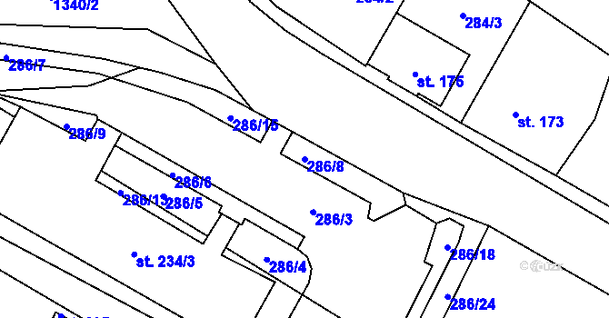 Parcela st. 286/8 v KÚ Police u Jemnice, Katastrální mapa