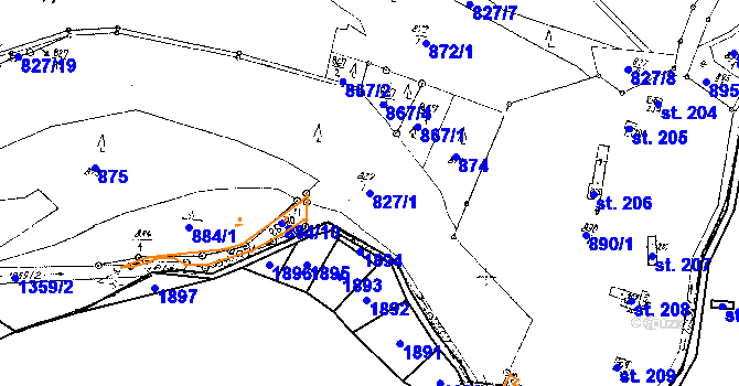 Parcela st. 827/1 v KÚ Police u Jemnice, Katastrální mapa