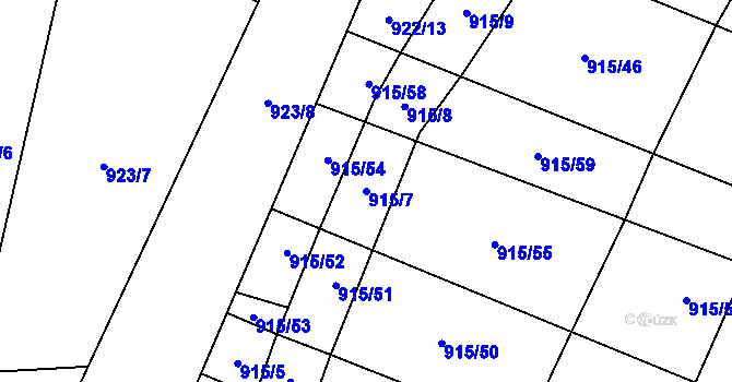Parcela st. 915/7 v KÚ Police u Jemnice, Katastrální mapa