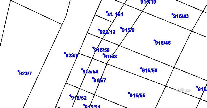 Parcela st. 915/8 v KÚ Police u Jemnice, Katastrální mapa
