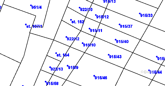 Parcela st. 915/10 v KÚ Police u Jemnice, Katastrální mapa