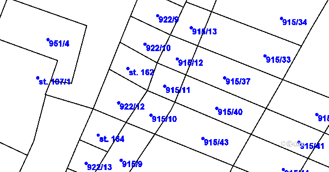 Parcela st. 915/11 v KÚ Police u Jemnice, Katastrální mapa