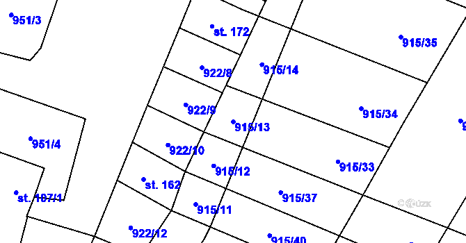 Parcela st. 915/13 v KÚ Police u Jemnice, Katastrální mapa