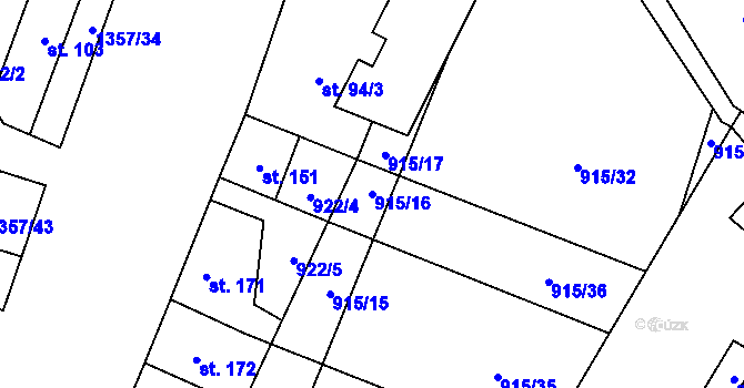 Parcela st. 915/16 v KÚ Police u Jemnice, Katastrální mapa