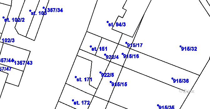 Parcela st. 922/4 v KÚ Police u Jemnice, Katastrální mapa