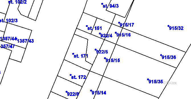 Parcela st. 922/5 v KÚ Police u Jemnice, Katastrální mapa