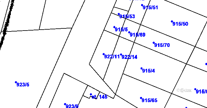 Parcela st. 922/11 v KÚ Police u Jemnice, Katastrální mapa