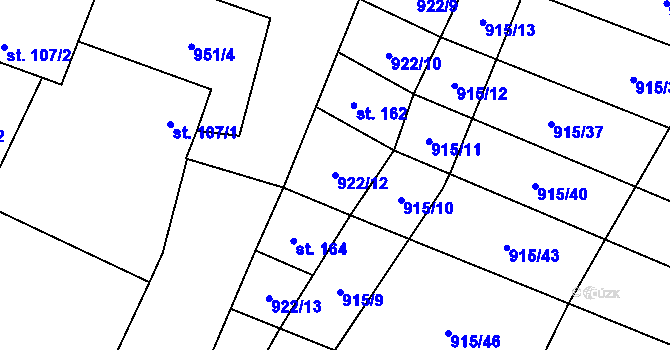 Parcela st. 922/12 v KÚ Police u Jemnice, Katastrální mapa