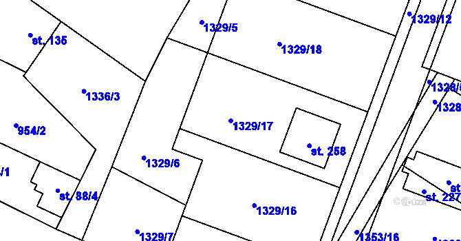 Parcela st. 1329/17 v KÚ Police u Jemnice, Katastrální mapa