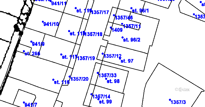 Parcela st. 1357/12 v KÚ Police u Jemnice, Katastrální mapa