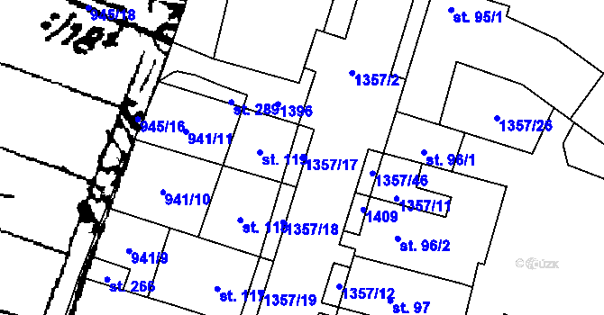 Parcela st. 1357/17 v KÚ Police u Jemnice, Katastrální mapa