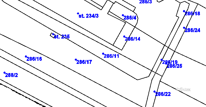 Parcela st. 286/11 v KÚ Police u Jemnice, Katastrální mapa