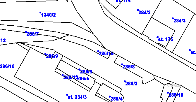 Parcela st. 286/15 v KÚ Police u Jemnice, Katastrální mapa