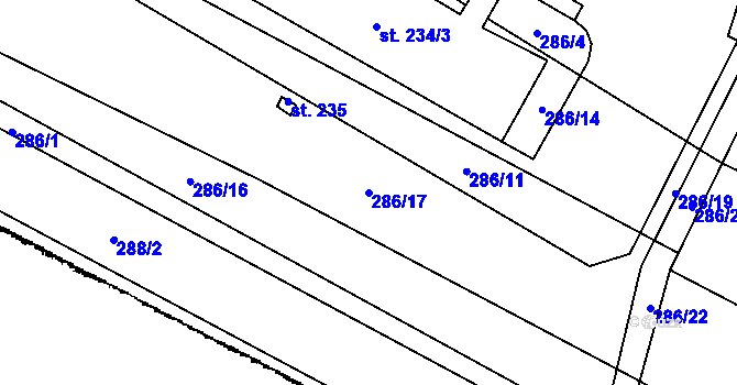 Parcela st. 286/17 v KÚ Police u Jemnice, Katastrální mapa