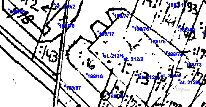 Parcela st. 212/1 v KÚ Police u Jemnice, Katastrální mapa