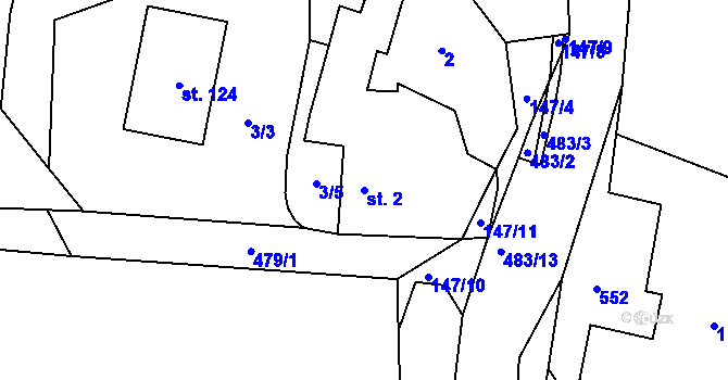 Parcela st. 2 v KÚ Police, Katastrální mapa