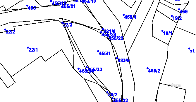 Parcela st. 455/1 v KÚ Police, Katastrální mapa