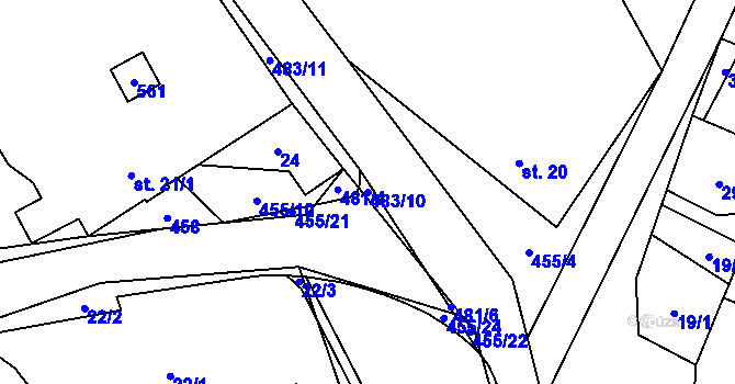 Parcela st. 483/10 v KÚ Police, Katastrální mapa
