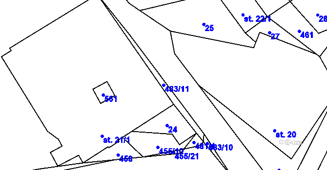 Parcela st. 483/11 v KÚ Police, Katastrální mapa