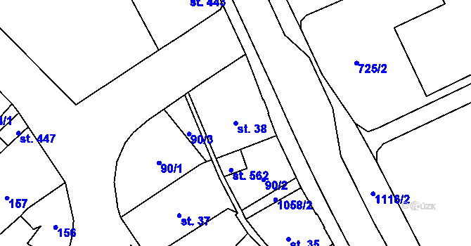Parcela st. 38 v KÚ Police nad Metují, Katastrální mapa