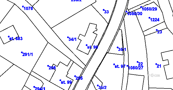Parcela st. 98 v KÚ Police nad Metují, Katastrální mapa