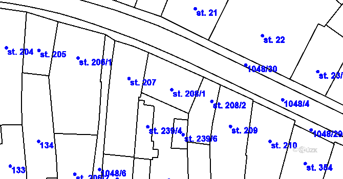 Parcela st. 208/1 v KÚ Police nad Metují, Katastrální mapa