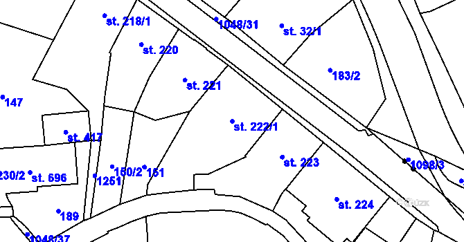 Parcela st. 222/1 v KÚ Police nad Metují, Katastrální mapa