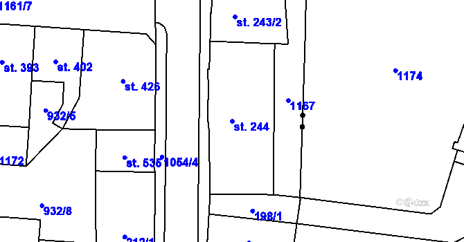 Parcela st. 244 v KÚ Police nad Metují, Katastrální mapa