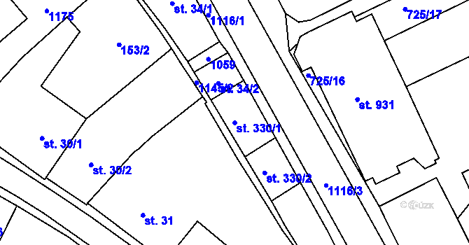 Parcela st. 330/1 v KÚ Police nad Metují, Katastrální mapa