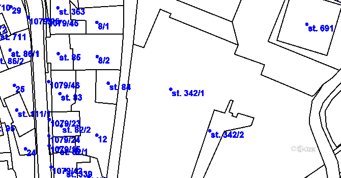 Parcela st. 342/1 v KÚ Police nad Metují, Katastrální mapa