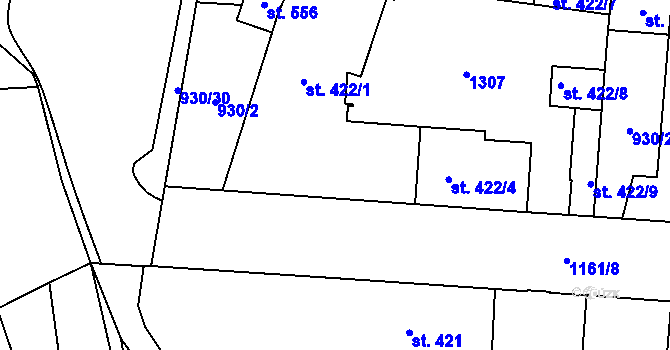 Parcela st. 422/3 v KÚ Police nad Metují, Katastrální mapa
