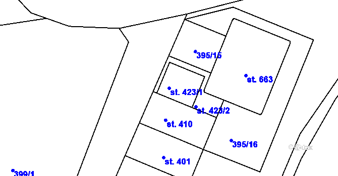 Parcela st. 423/1 v KÚ Police nad Metují, Katastrální mapa